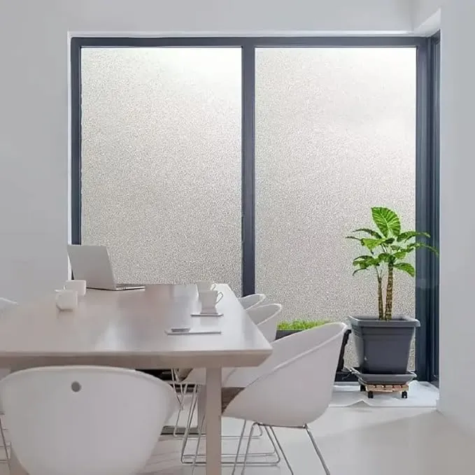 24 Inch x 8 Feet Self-Adhesive Frosted Glass Film, Window Sticker, Anti-Peep Privacy Light-Transmitting Opaque Film, Suitable for Offices and Bathrooms, Windows, Glass Doors