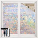 Volcanics Window Privacy Film with Installation Tools, Static Window Clings Vinyl 3D Window Decals Stickers Rainbow Window Film for Glass Door Home Heat Control Anti