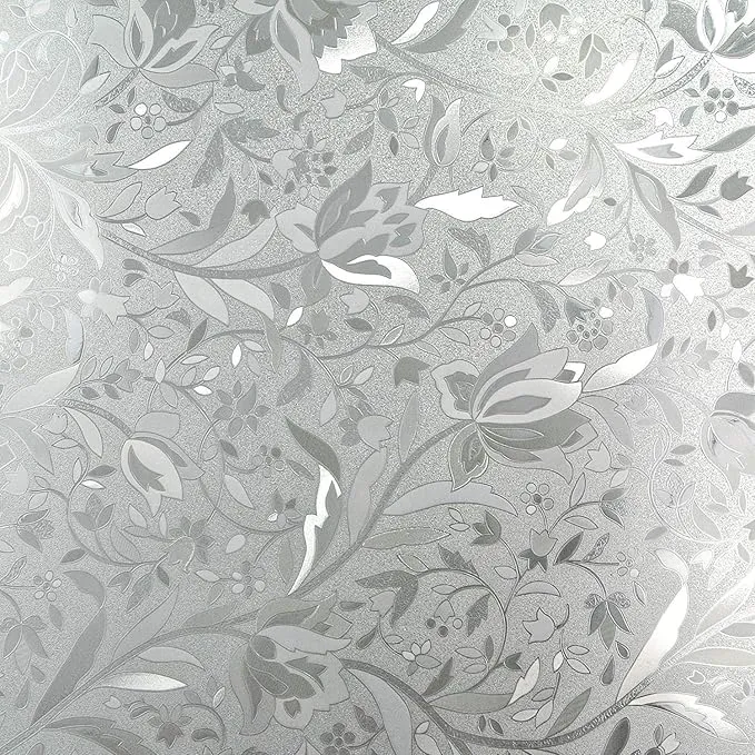 Window Glass Decorative Frosted Film Heat Control Self Adhesive Window Frosted Film (Glass Flower) (12"x"48)